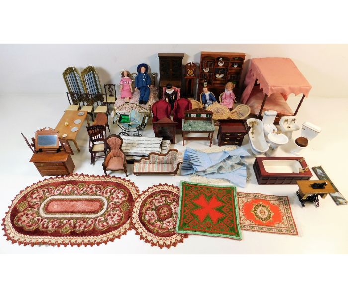 A quantity of mixed dolls house equipment & furnis