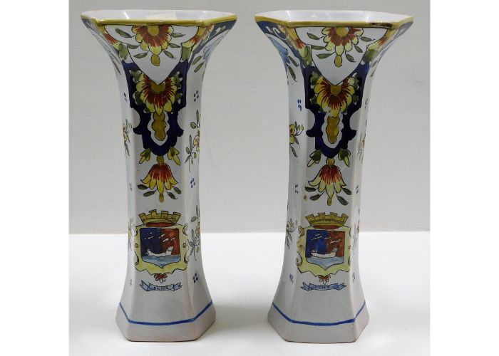 A pair of early 20thC. French faience vases with D