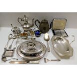 A Victorian silver plated tureen with cover, a 19t