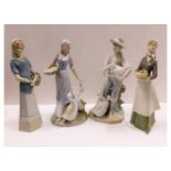 Four Lladro style figures, tallest 11in