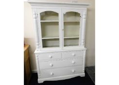 A painted Victorian pine dresser 77in high x 53.25