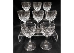 A set of eight Victorian thumbprint wine glasses 5.25in tall x 2.625in wide at rim