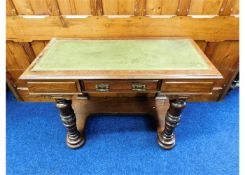 A mahogany desk with drawer & brass fittings 44.5i