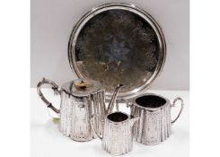 A Victorian silver plated tea set a/f with later t