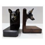 A pair of rosewood German Shepherd bookends 5.5in