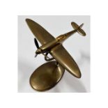 A brass Hurricane desk model, wingspan 8.5in