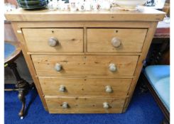 A Victorian stripped pine chest of drawers 37.5in