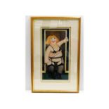 A framed Beryl Cook print, Anyone For A Whipping 2