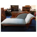 A Victorian mahogany chaise longue 70in wide twinn