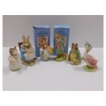 Six Beatrix Potter figures by Beswick, Doulton, Ro