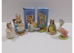 Six Beatrix Potter figures by Beswick, Doulton, Ro