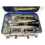 A Boosey & Hawkes clarinet, case lining a/f