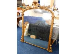 A large Victorian over mantle gilt framed mirror 5