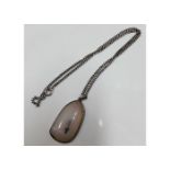 A silver mounted agate necklace
