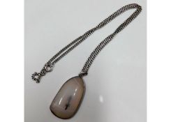 A silver mounted agate necklace
