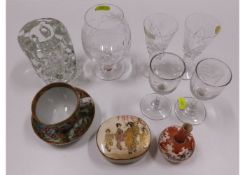 Two early 19thC. glass cordials, a Liskeard glass