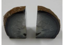 A pair of agate bookends, a/f 6in tall