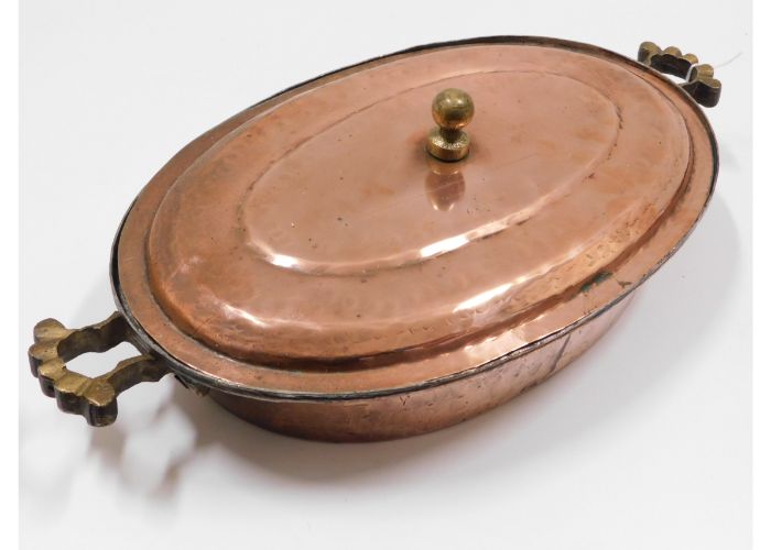 A copper fish steamer with brass fittings 15.5in a