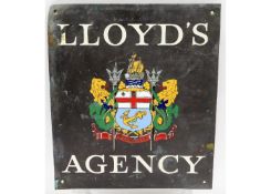 A bronze Lloyd's Agency plaque with enamelled deco