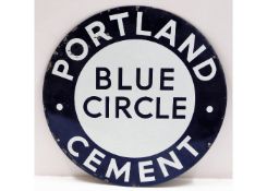 A Portland Blue Circle Cement enamel sign 15in dia