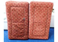 Two vintage horse hair filled upholstered railway