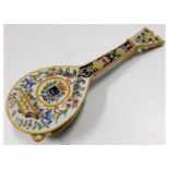 An antique French faience mandolin 11.5in long