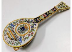 An antique French faience mandolin 11.5in long