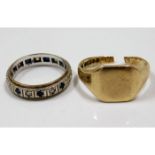 A 9ct gold signet ring a/f twinned with a 9ct gold