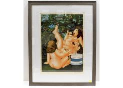 A framed Beryl Cook print, Birthday Cake 2005, 232