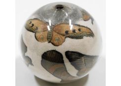 A Victorian glass decalcomania bauble with interna