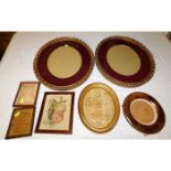 Two gilt framed oval picture frames & other simila