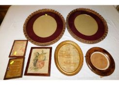 Two gilt framed oval picture frames & other simila