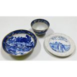 An 18thC. English porcelain tea bowl & saucer tran