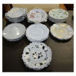 Large selection of Victorian Ironstone-type ceramics with pale blue glaze, to include; pair of