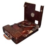 Vintage Mewa Bakelite cased folding portable electric sewing machine having Bakelite case