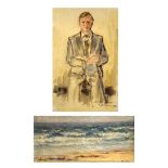 Demeulemeester - Watercolour - Portrait of a seated gentleman, signed and indistinctly dated Brugge,
