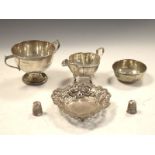Collection of silver to include; Edward VIII sugar bowl with Greek key decoration, London 1936,