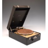 Decca portable wind-up gramophone in black case