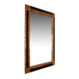 Modern gilt-framed wall mirror with bevelled rectangular plate within 'burnished' surround, 110cm