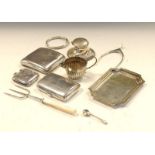 Selection of various silver items to include; George V silver cigarette case, Birmingham 1924,