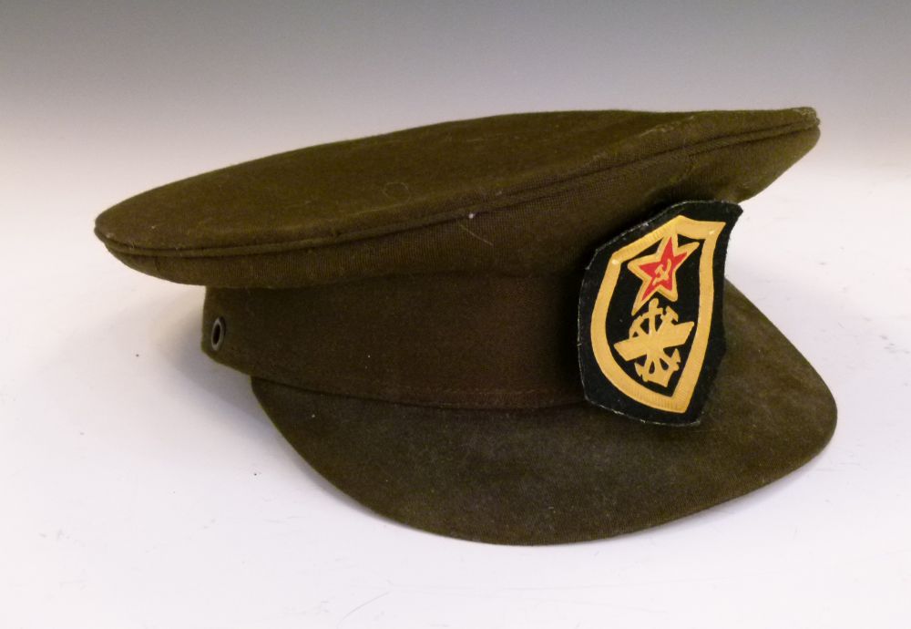 Military Officers cap, having Soviet Military Engineers patch to front