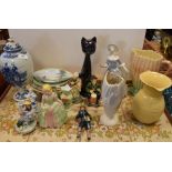 Assorted ceramics to include; Sylvac 'Sweetcorn' jug, Royal Bonn 'Delft' ovoid jar and cover, German