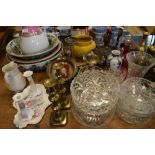 Assorted ceramics, glass and silver plated items to include; three wash-hand bowls, cranberry