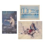 Three fine art poster prints, framed, two other framed prints, and an unframed Gordon King print