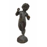 Cast alloy garden figure of a cherub, 52cm high