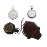 Early 20th Century Verner's pattern marching compass with broad arrow in original hide case,