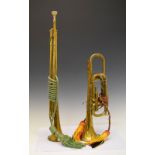 Boosey & Co, London brass Military bugle, together with another, both having decorative tassels