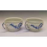 Pair of late 19th/early 20th century blue and white transfer printed 'Olga' pattern chamber pots