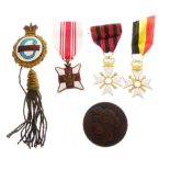 Leather cased military compass together with a Queen Victoria souvenir Jubilee towel and 'Longest