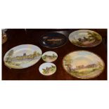 Royal Worcester - Three printed hand finished plates depicting Kenilworth Castle, Worcester
